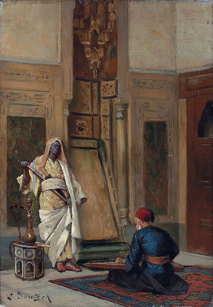 A Musician and a Guardsman in an Oriental Interior art print by Ludwig Deutsch for $57.95 CAD