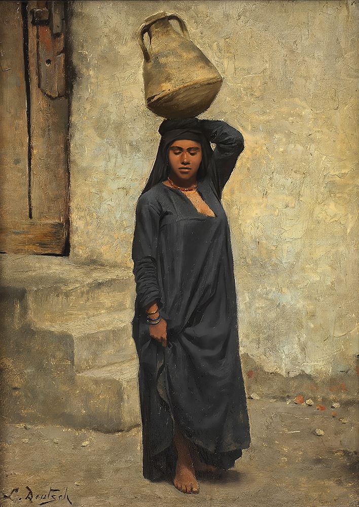 An Egyptian Water Carrier art print by Ludwig Deutsch for $57.95 CAD