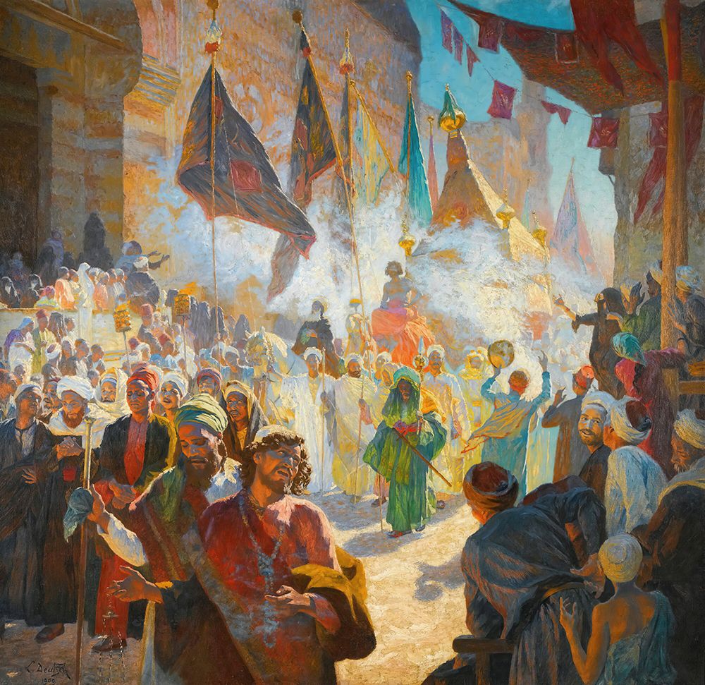 The Procession Of The Mahmal Through The Streets Of Cairo art print by Ludwig Deutsch for $57.95 CAD