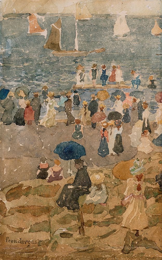 Beach Scene, North Shore 1896 art print by Maurice Prendergast for $57.95 CAD