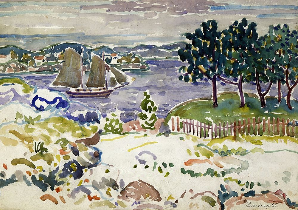 Inlet with Sailboat, Maine 1913 art print by Maurice Prendergast for $57.95 CAD