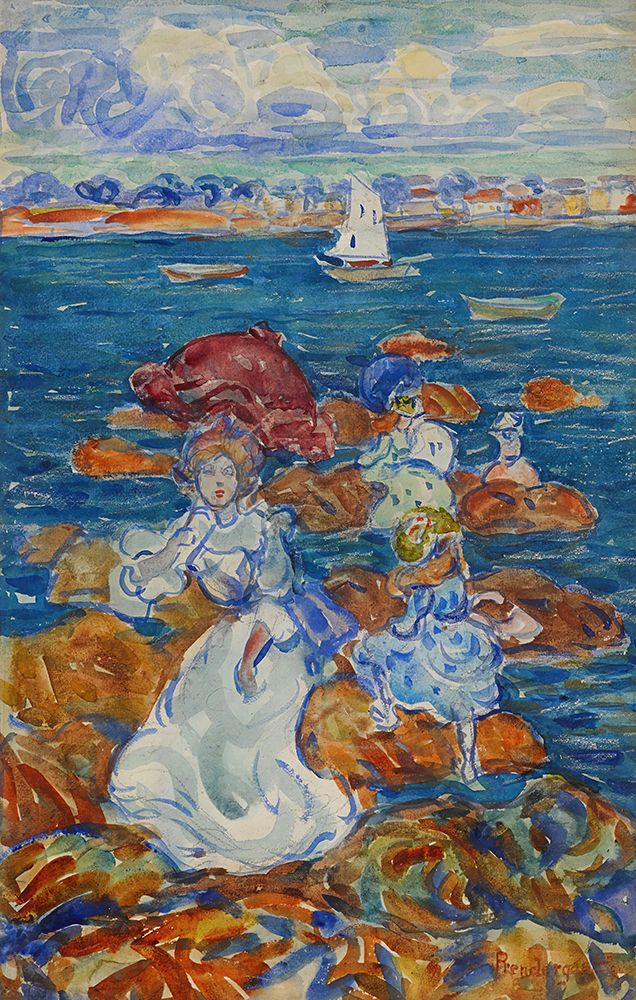 Low Tide Figures on Rocks 1901 art print by Maurice Prendergast for $57.95 CAD