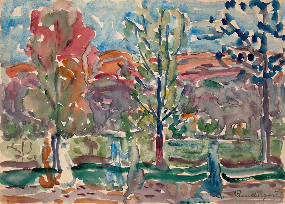 Trees Against Mountain art print by Maurice Prendergast for $57.95 CAD