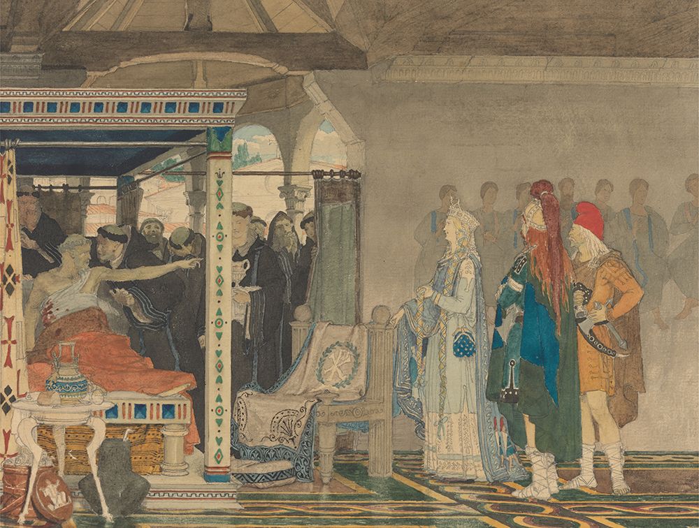 Fredegonda at the Deathbed of Praetextatus 1864 art print by Sir Lawrence Alma-Tadema for $57.95 CAD