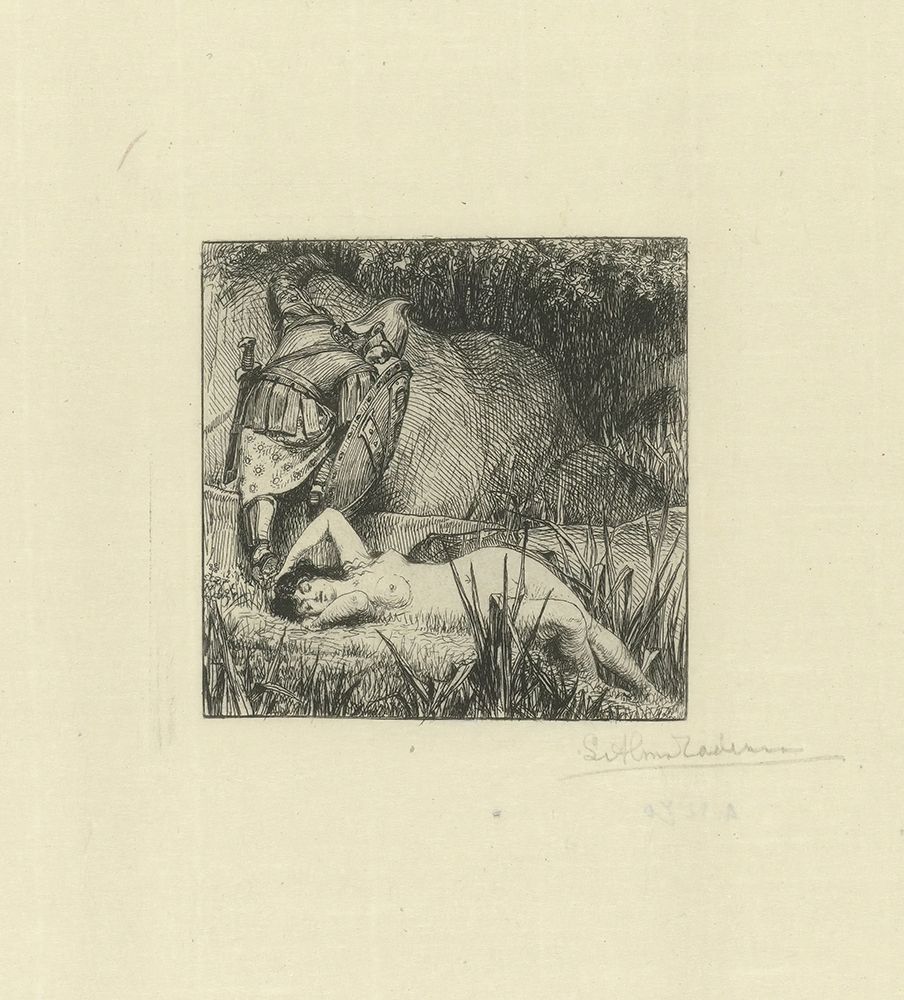 Naked Woman and an Armored Knight 1875 art print by Sir Lawrence Alma-Tadema for $57.95 CAD
