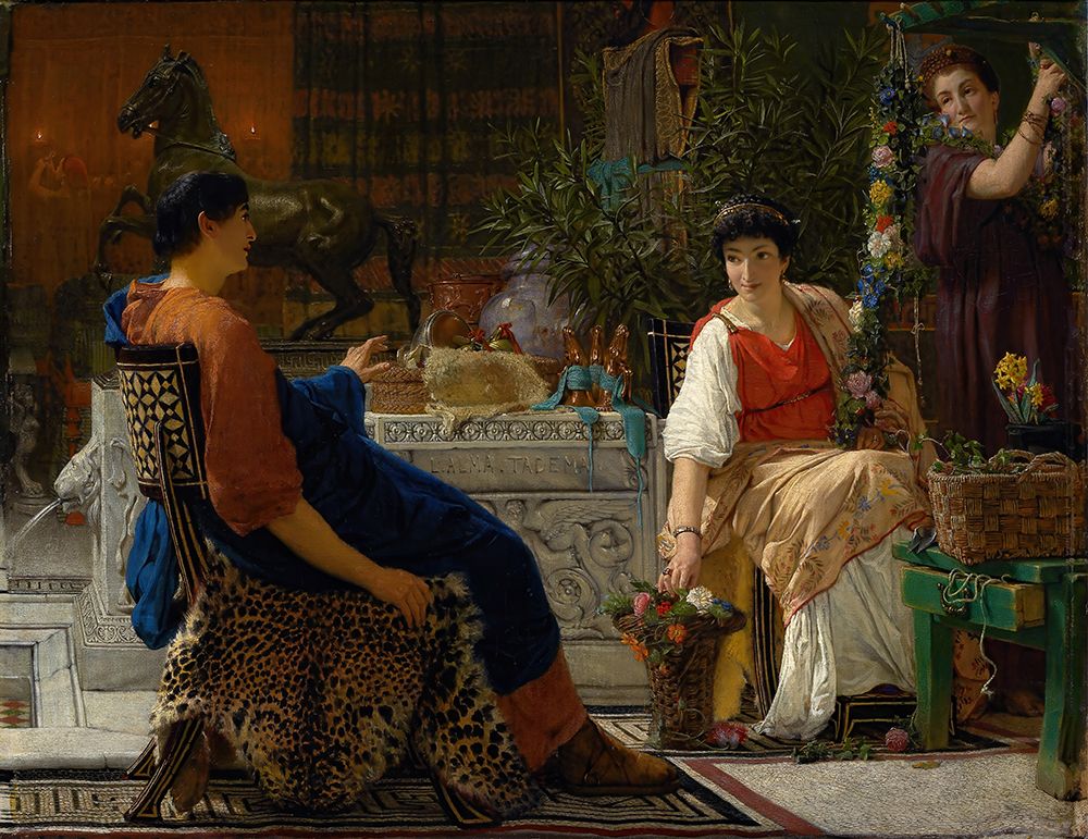 Preparations For The Festivities The Floral Wreath 1866 art print by Sir Lawrence Alma-Tadema for $57.95 CAD