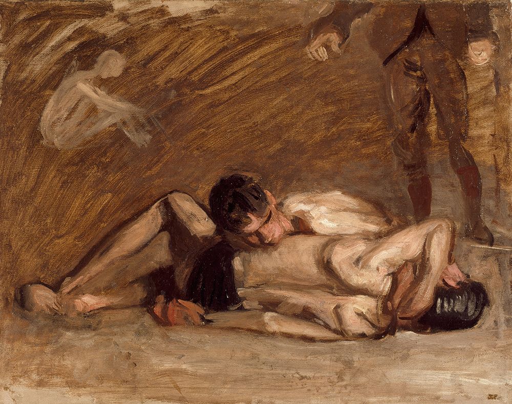 Sketch for Wrestlers 1899 art print by Thomas Eakins for $57.95 CAD