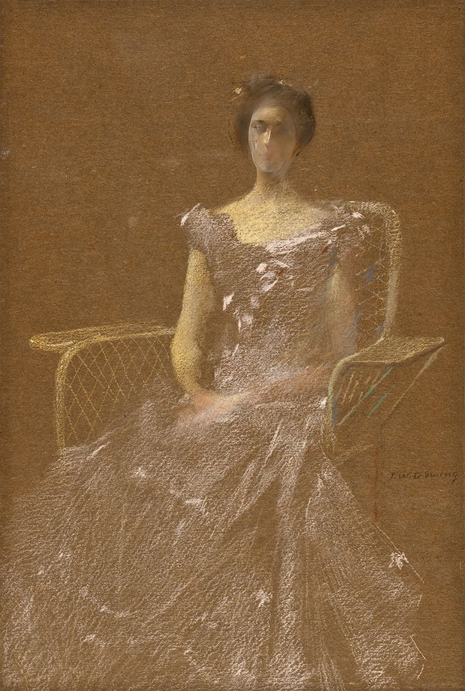 Lady in Rattan Armchair ca 1895 art print by Thomas Wilmer Dewing for $57.95 CAD