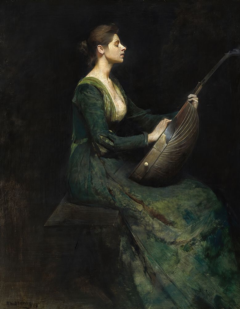 Lady with a Lute 1886 art print by Thomas Wilmer Dewing for $57.95 CAD
