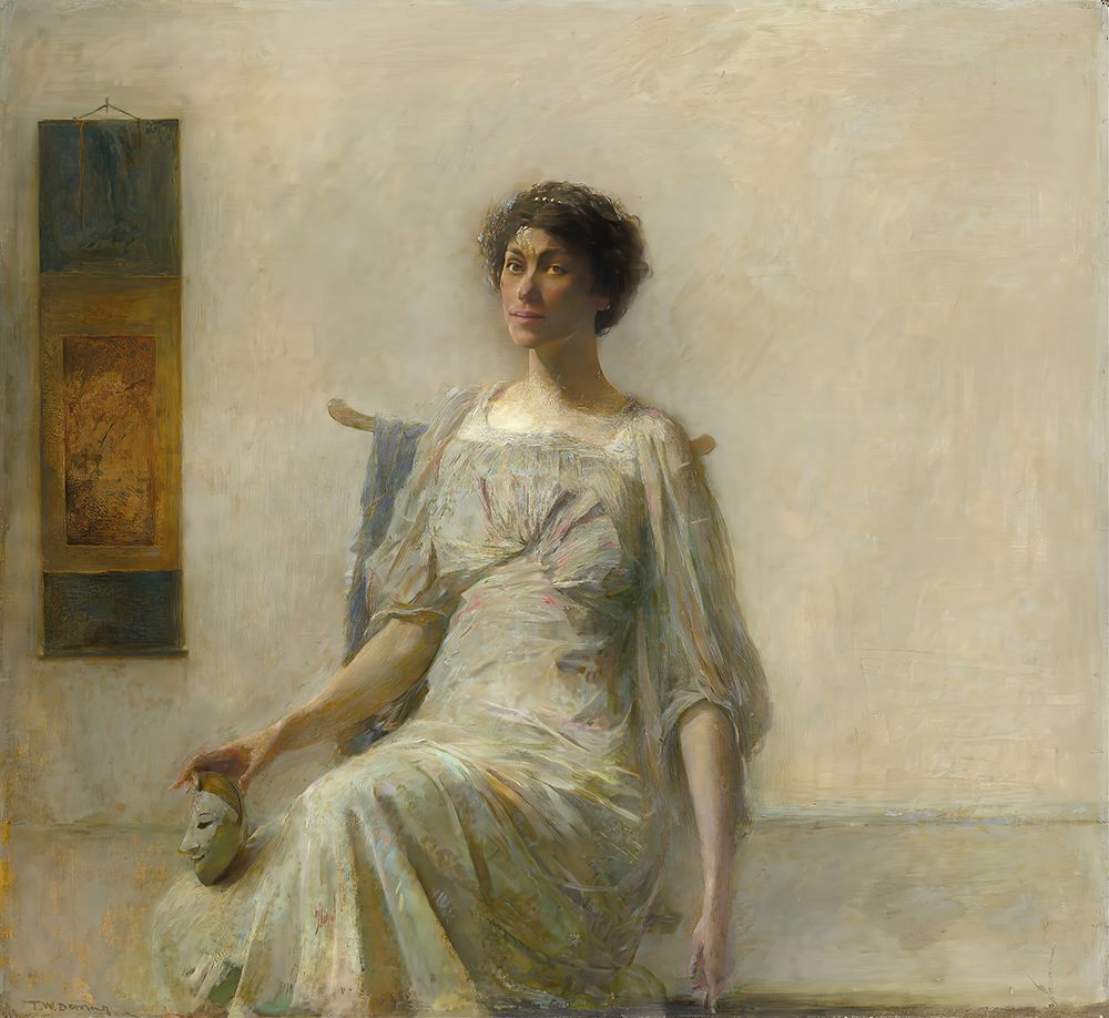 Lady with a Mask 1911 art print by Thomas Wilmer Dewing for $57.95 CAD