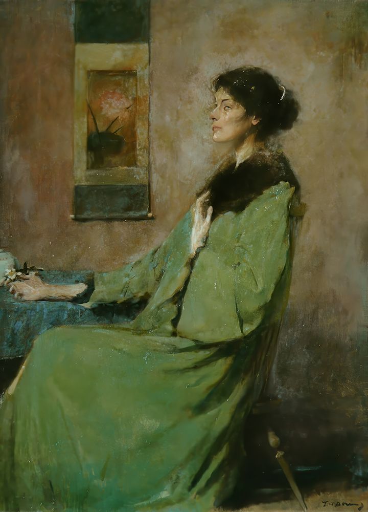 Portrait of a Lady Holding a Rose 1912 art print by Thomas Wilmer Dewing for $57.95 CAD