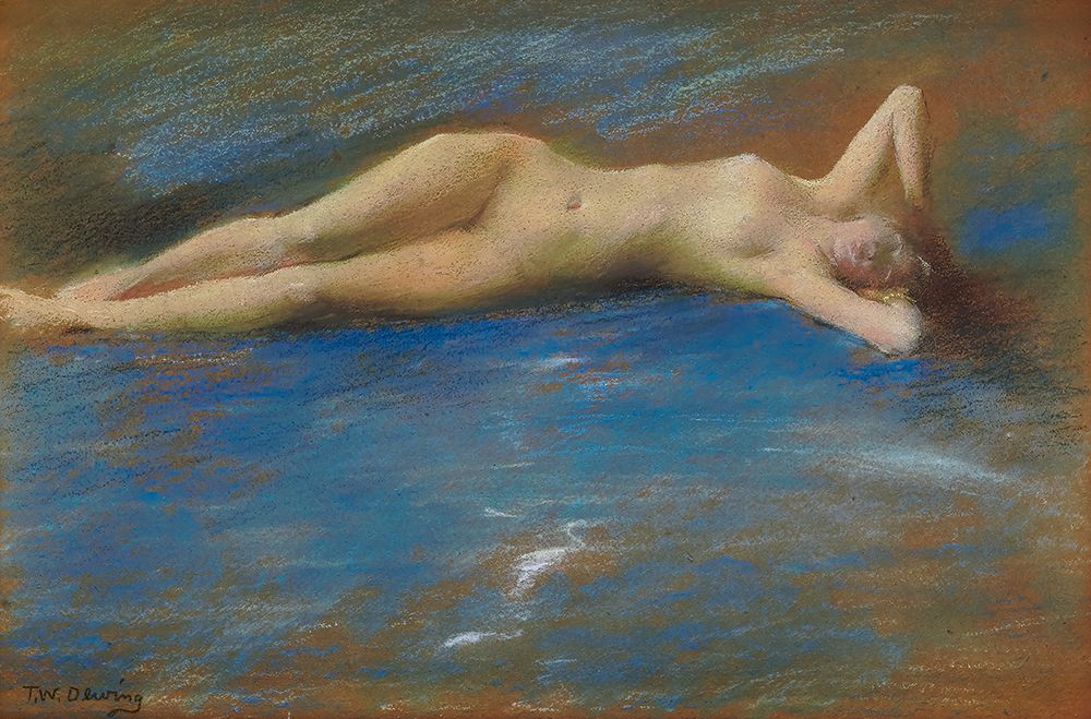 Reclining Nude Figure of a Girl art print by Thomas Wilmer Dewing for $57.95 CAD