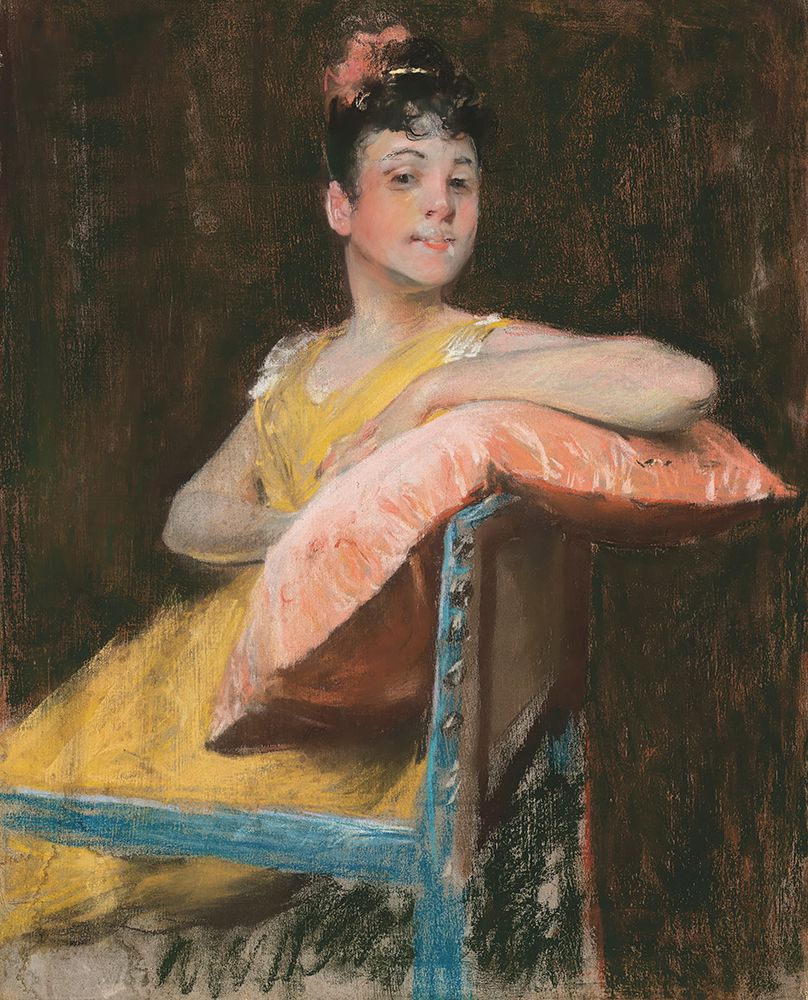 A Girl in Yellow, The Yellow Gown 1900 art print by William Merritt Chase for $57.95 CAD