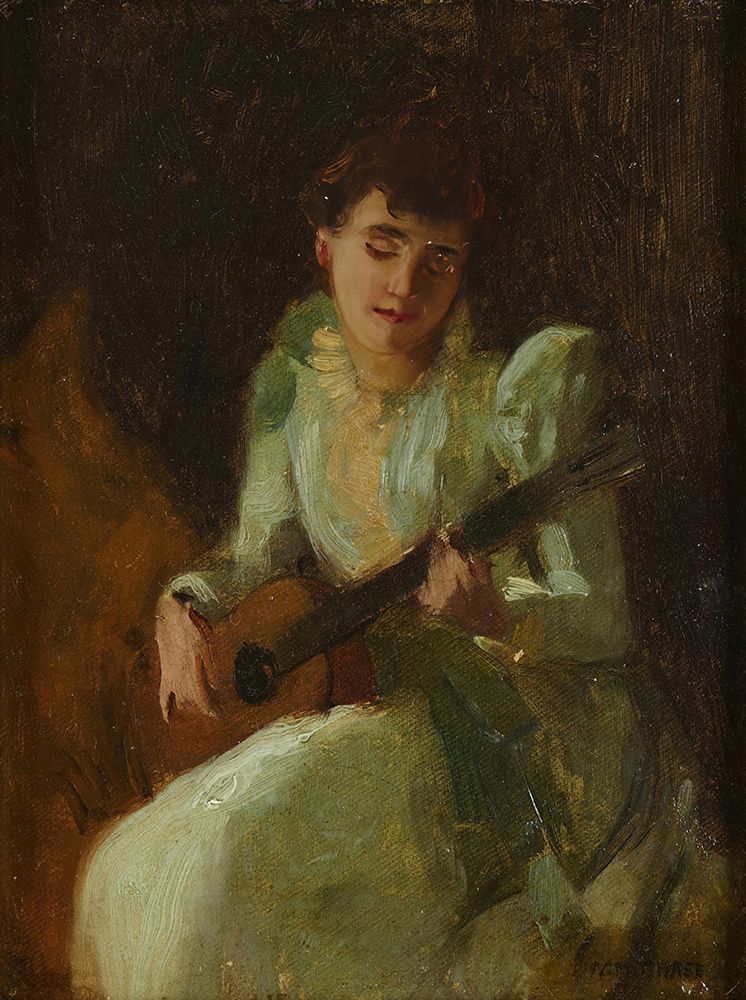 Lady Playing Guitar art print by William Merritt Chase for $57.95 CAD