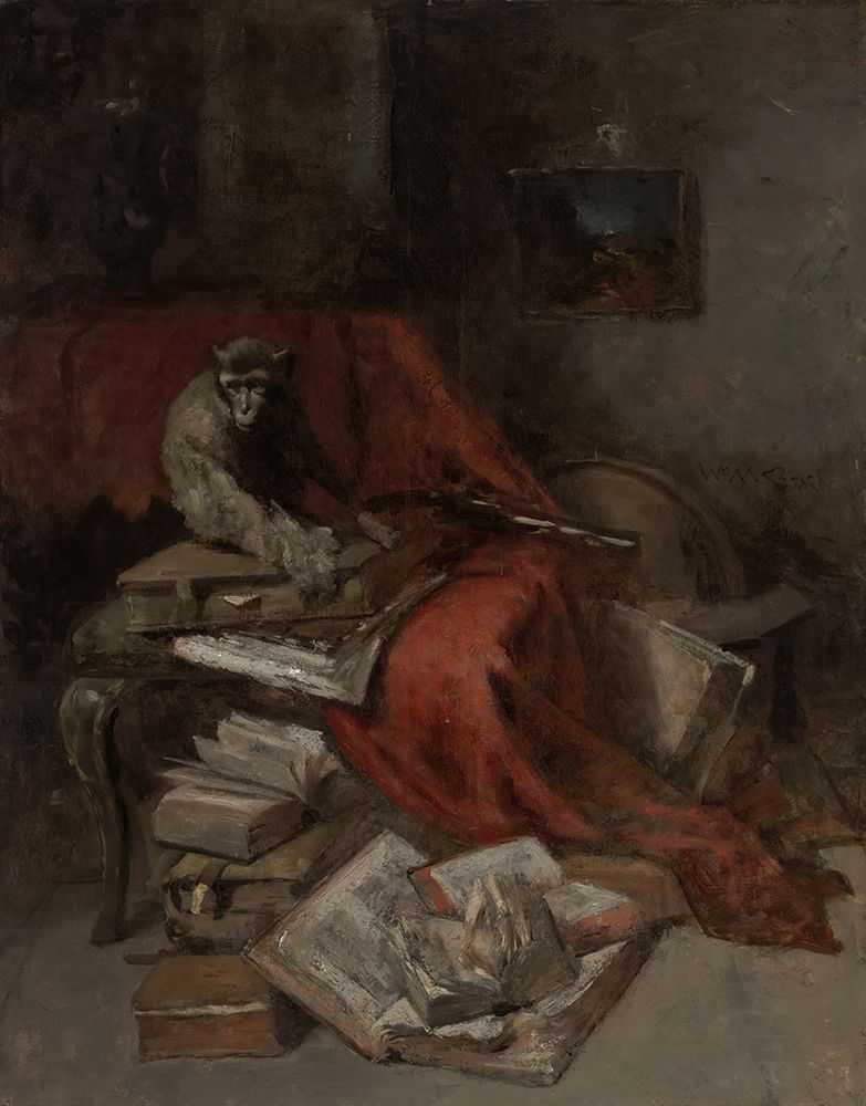 Monkeying with Literature 1877 art print by William Merritt Chase for $57.95 CAD