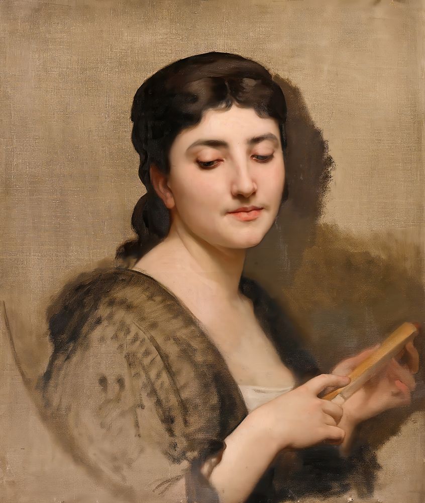 A Young Woman with a Fan art print by William-Adolphe Bouguereau for $57.95 CAD