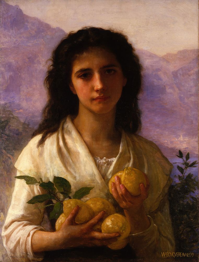 Girl Holding Lemons 1899 art print by William-Adolphe Bouguereau for $57.95 CAD
