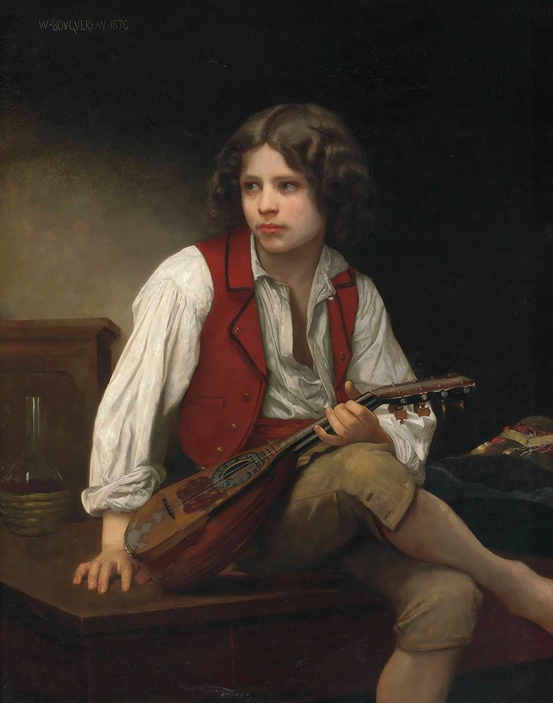 Italian with a mandolin 1870 art print by William-Adolphe Bouguereau for $57.95 CAD