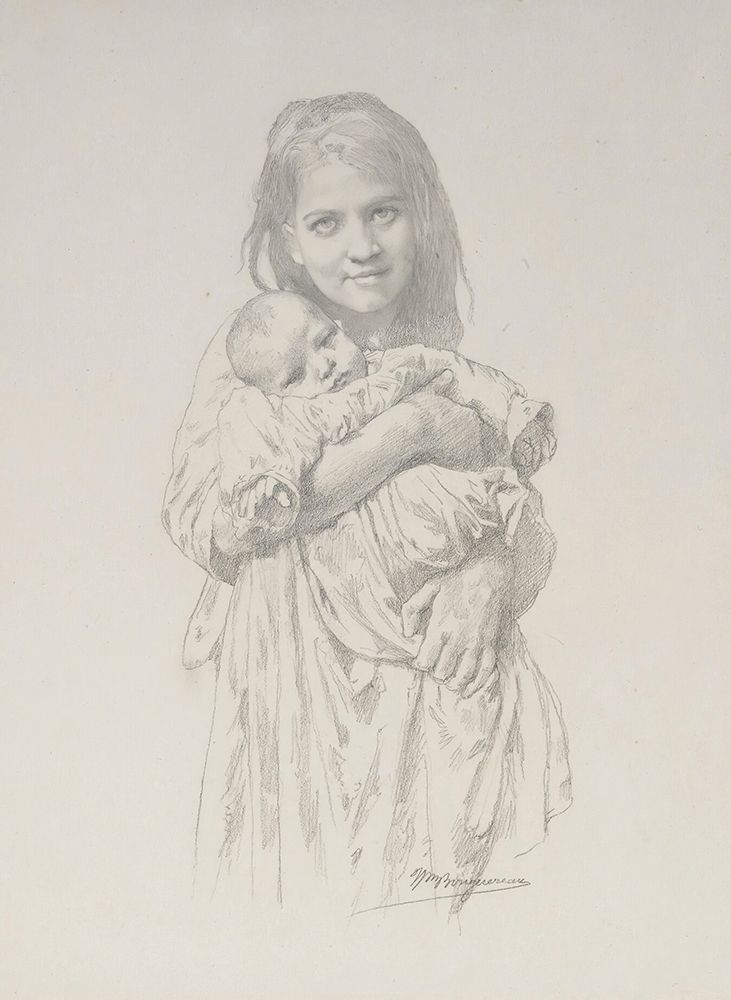 Little Girl and Child art print by William-Adolphe Bouguereau for $57.95 CAD