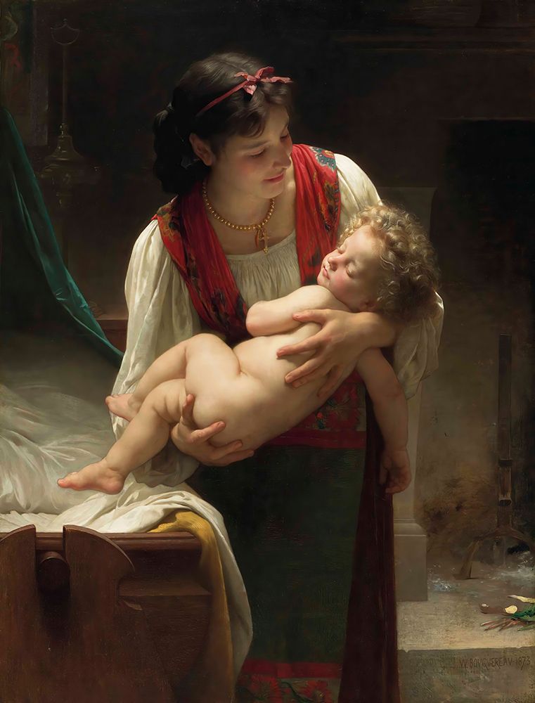 Lullaby Bedtime  1873 art print by William-Adolphe Bouguereau for $57.95 CAD