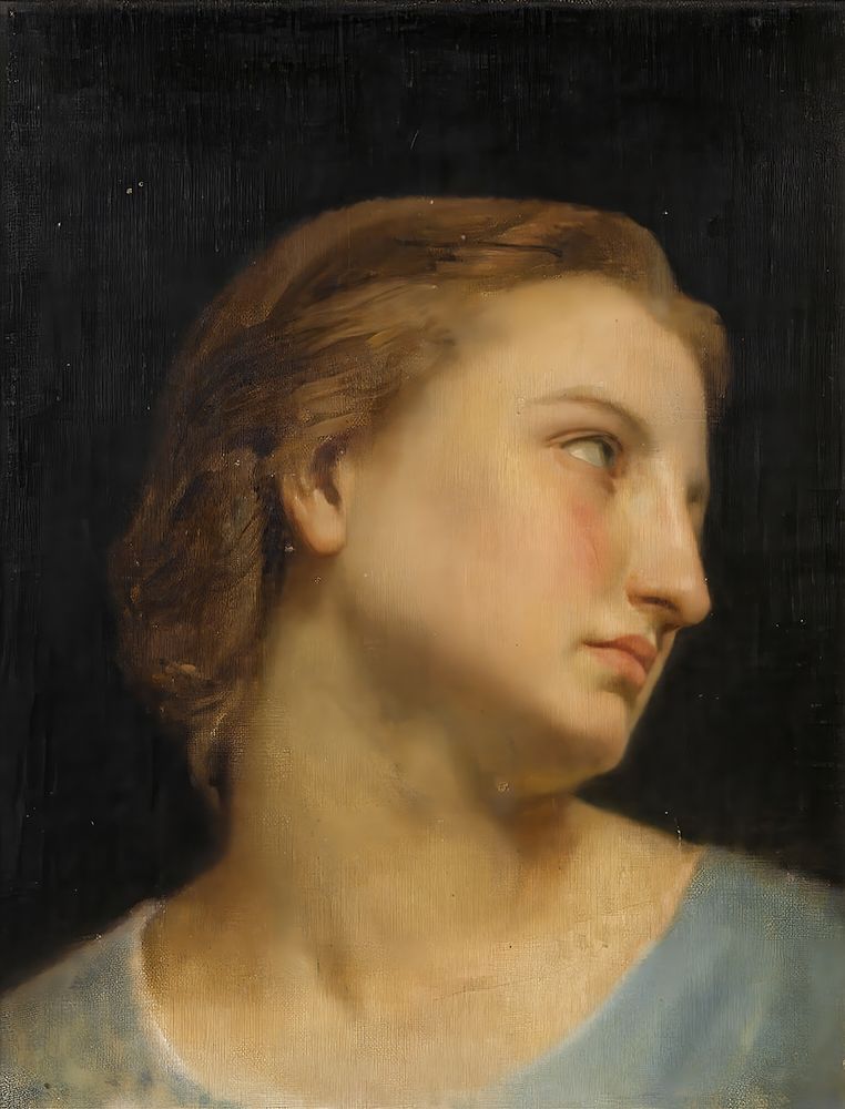 Study Of A Womans Head I art print by William-Adolphe Bouguereau for $57.95 CAD