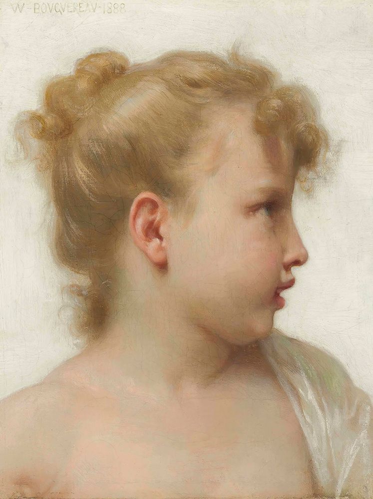 Study, Head of a Little Girl face in profile  1888 art print by William-Adolphe Bouguereau for $57.95 CAD