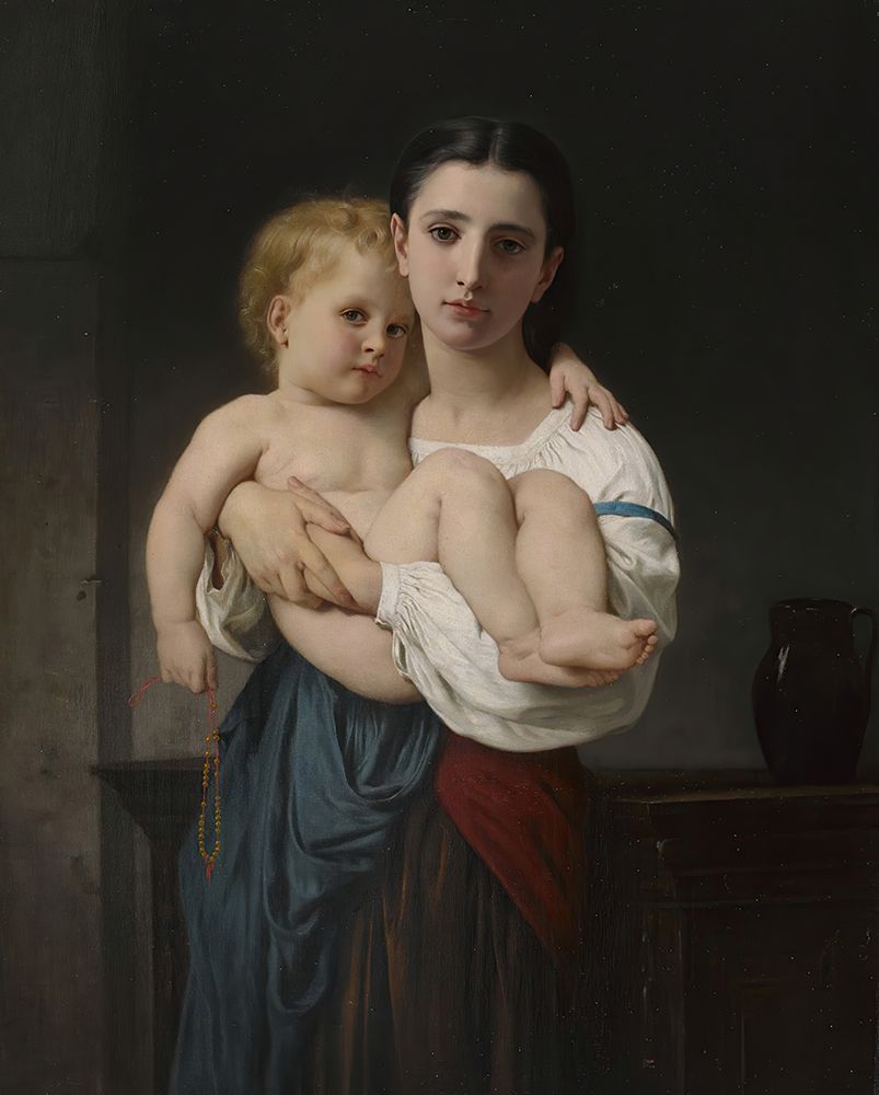 The Elder Sister Ca. 1864 art print by William-Adolphe Bouguereau for $57.95 CAD