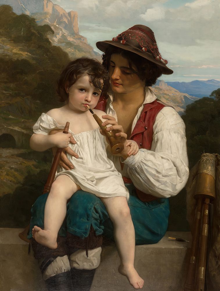 The Flute Lesson 1868 art print by William-Adolphe Bouguereau for $57.95 CAD