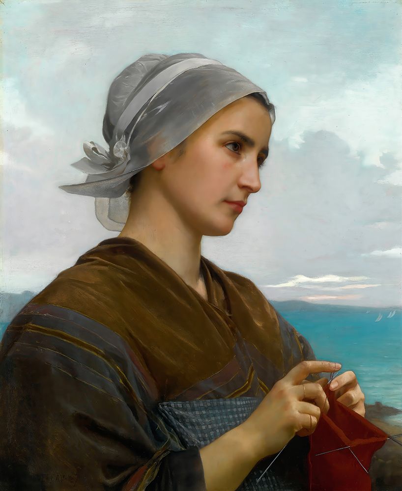 Breton knitter 1871 art print by William-Adolphe Bouguereau for $57.95 CAD