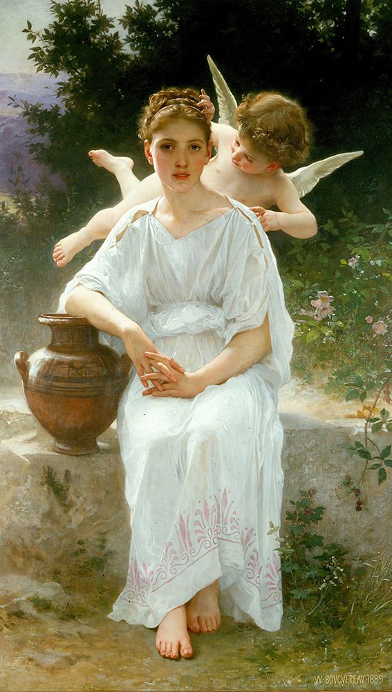 Whisperings of Love 1889 art print by William-Adolphe Bouguereau for $57.95 CAD