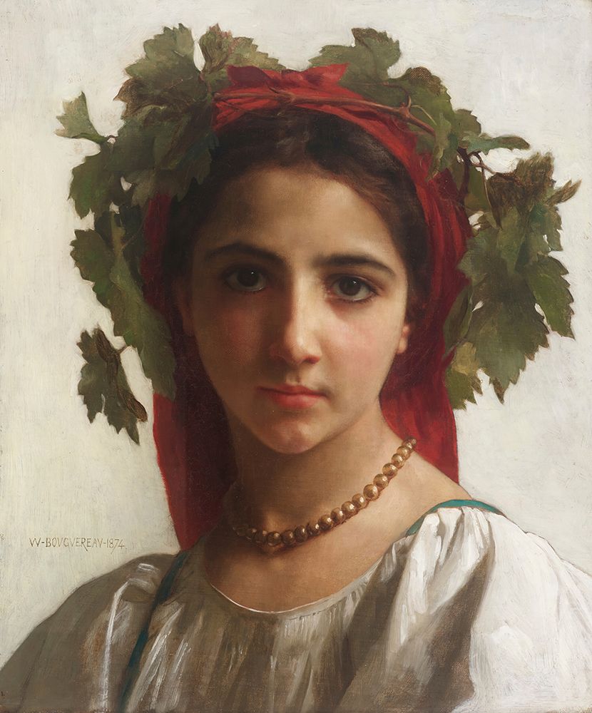 Young Girl Crowned with Vines 1874 art print by William-Adolphe Bouguereau for $57.95 CAD