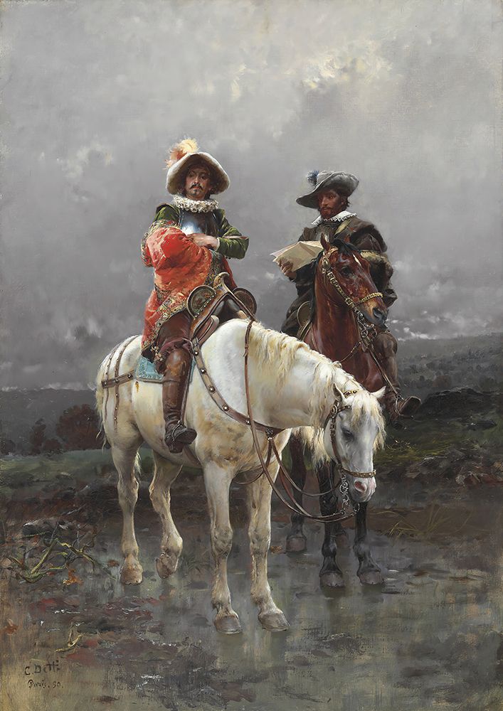 A Cavalier on a White Horse 1890 art print by Cesare Agostino Detti for $57.95 CAD