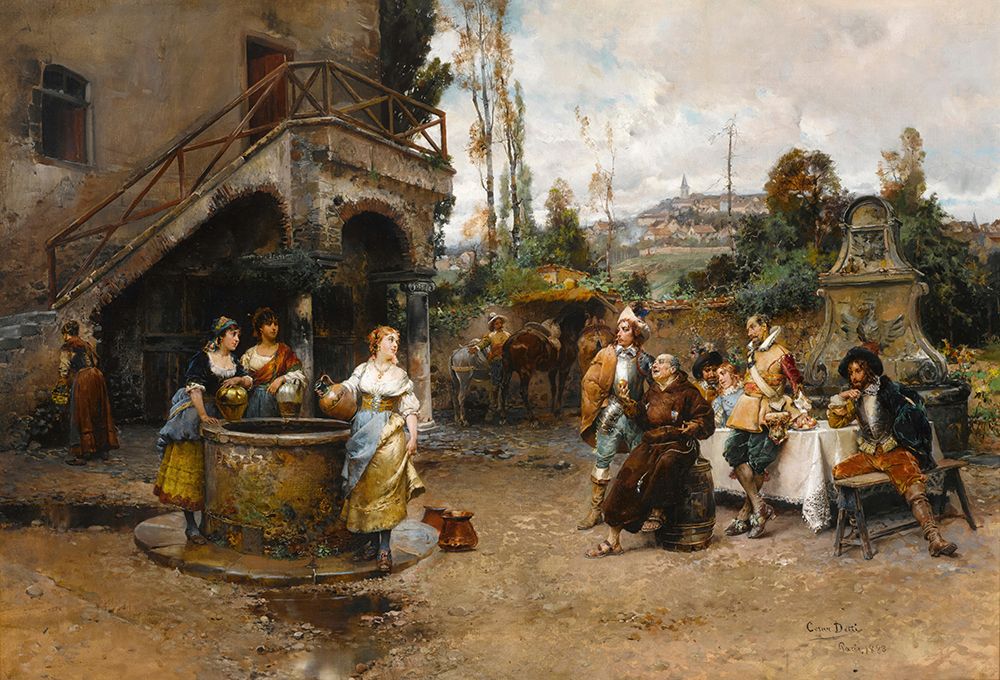 A Conversation at the Well art print by Cesare Agostino Detti for $57.95 CAD
