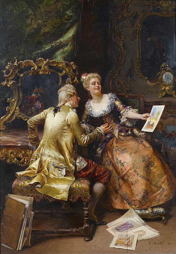 Her Drawing Masters Critique 1896 art print by Cesare Agostino Detti for $57.95 CAD