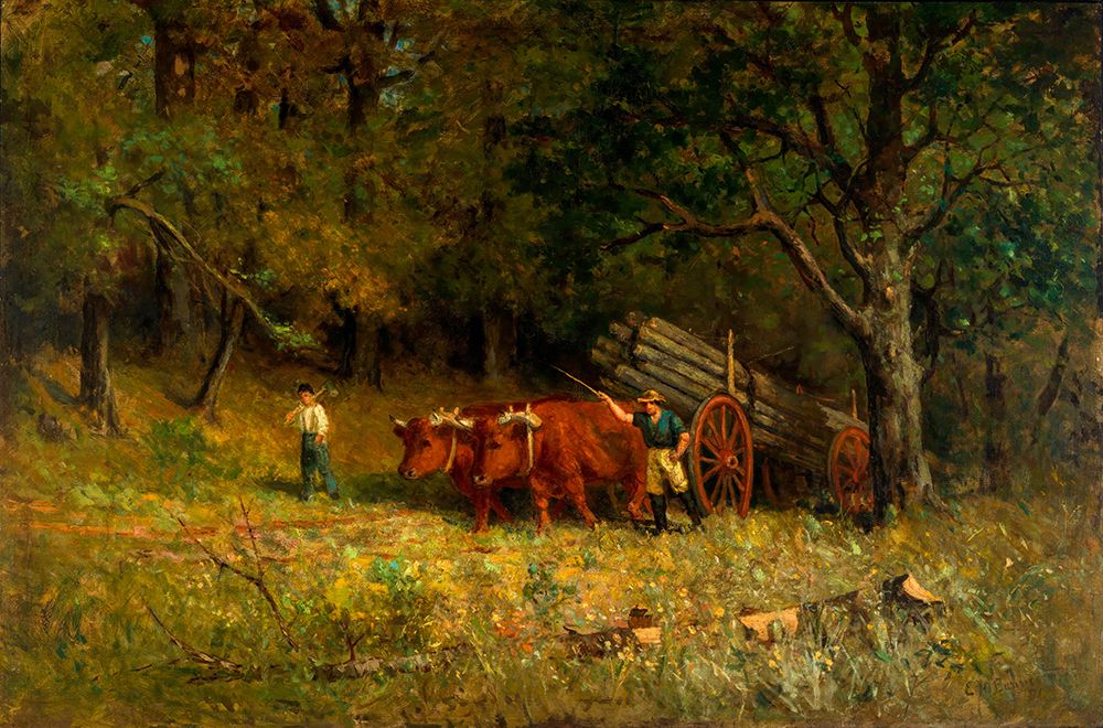 Untitled, Boy and Man with Oxen 1891 art print by Edward Mitchell Bannister for $57.95 CAD