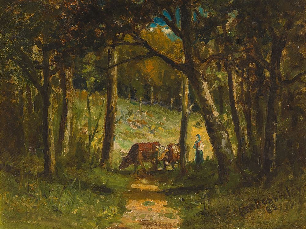 Untitled, Cows on Path in Forest 1883 art print by Edward Mitchell Bannister for $57.95 CAD