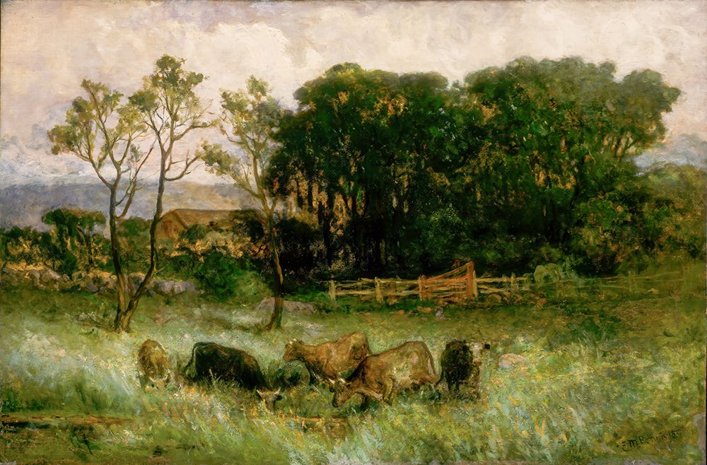 Untitled, Five Cows in Pasture ca 1884 art print by Edward Mitchell Bannister for $57.95 CAD