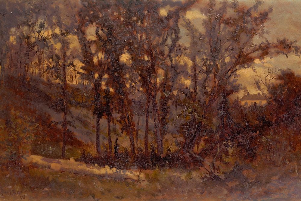 Untitled, Forest Scene, Fallen Tree in Foreground and House in Background 1873 art print by Edward Mitchell Bannister for $57.95 CAD