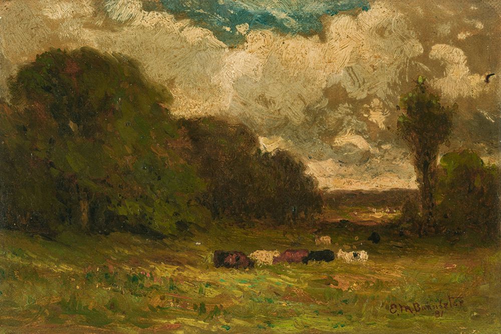Untitled, Landscape with Cows and Trees 1881 art print by Edward Mitchell Bannister for $57.95 CAD