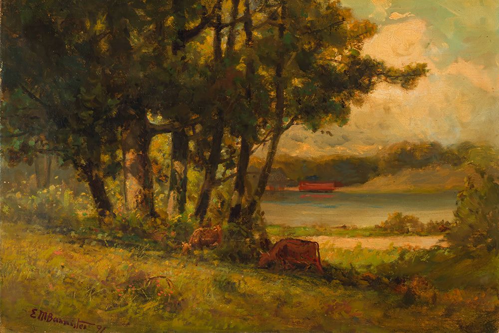 Untitled, Landscape with Cows Grazing near River art print by Edward Mitchell Bannister for $57.95 CAD