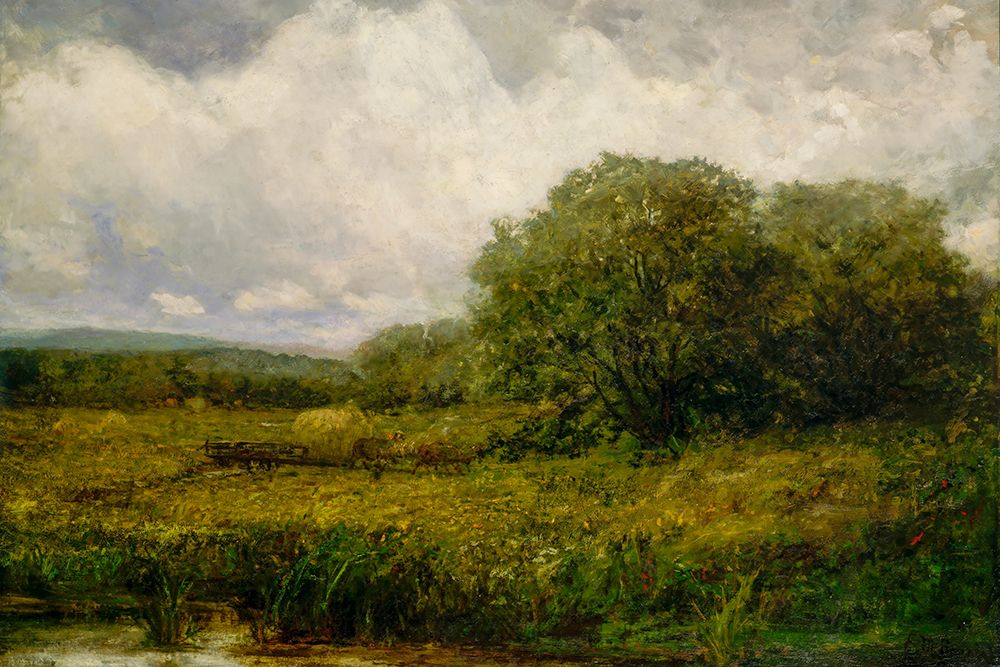 Untitled, Landscape with Oxen and Haycart Crossing Bridge art print by Edward Mitchell Bannister for $57.95 CAD