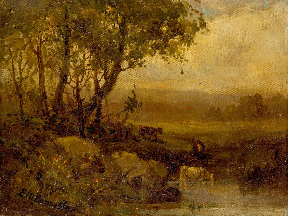 Untitled, Landscape, Riverbank, Three Cows art print by Edward Mitchell Bannister for $57.95 CAD
