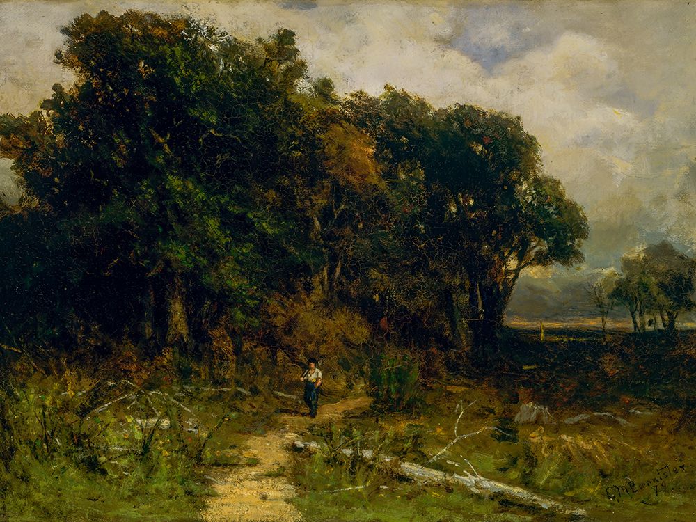 Untitled, Landscape, Woodcutter on Path 1879 art print by Edward Mitchell Bannister for $57.95 CAD
