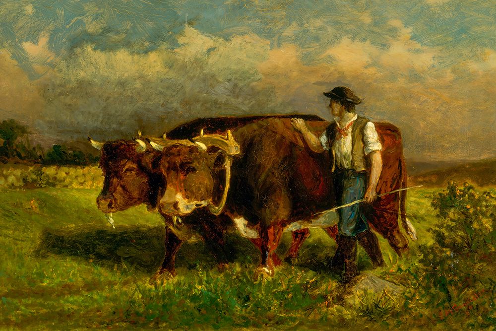 Untitled, Man with Two Oxen 1869 art print by Edward Mitchell Bannister for $57.95 CAD