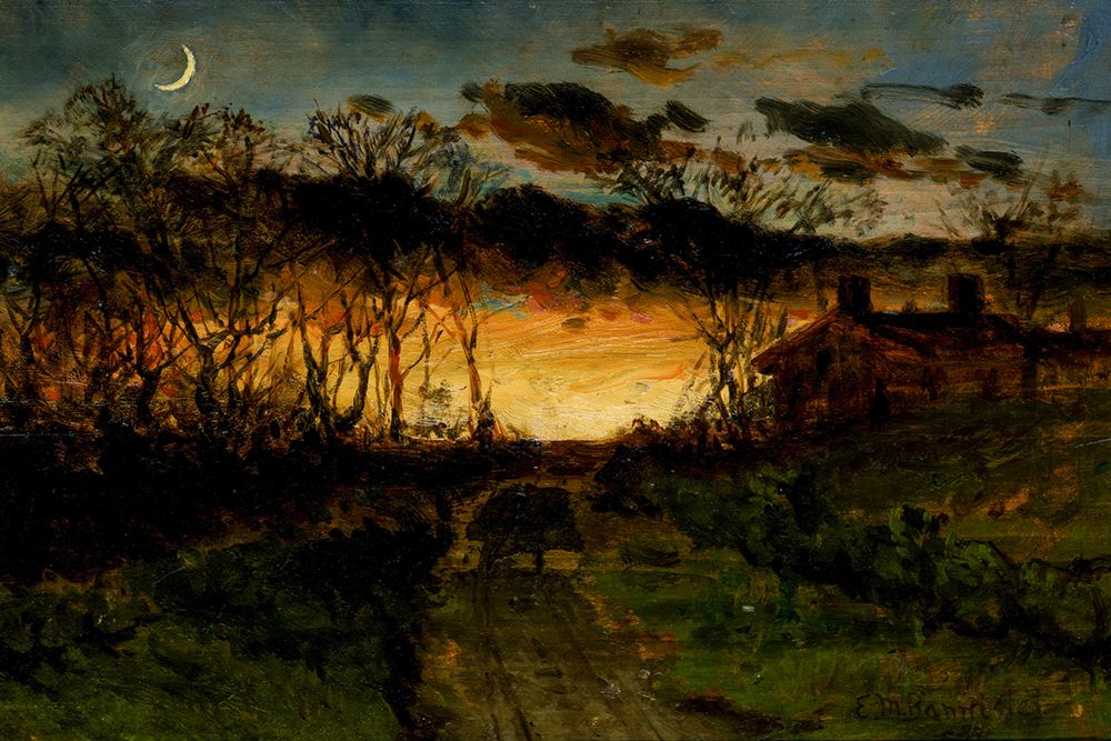 Untitled, Sunset with Quarter Moon and Farmhouse 1883 art print by Edward Mitchell Bannister for $57.95 CAD