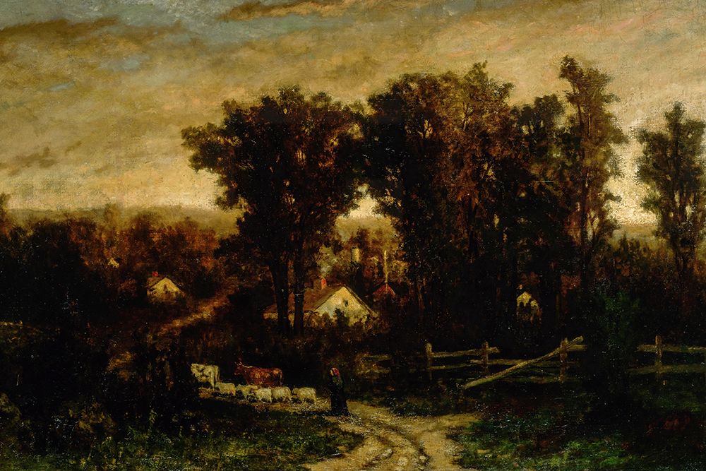 Untitled, Woman with Cattle and Sheep at Dusk art print by Edward Mitchell Bannister for $57.95 CAD