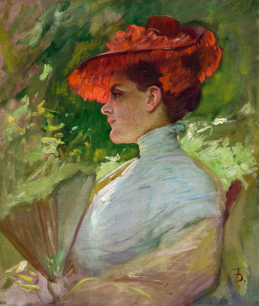 Lady with a Red Hat Portrait of Maggie Wilson ca 1904 art print by Frank Duveneck for $57.95 CAD