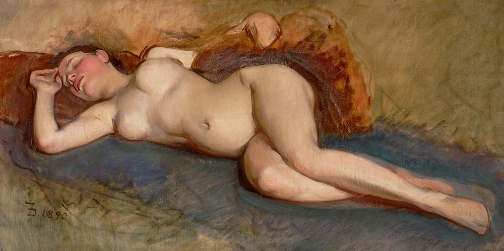 Reclining Nude 1892 art print by Frank Duveneck for $57.95 CAD