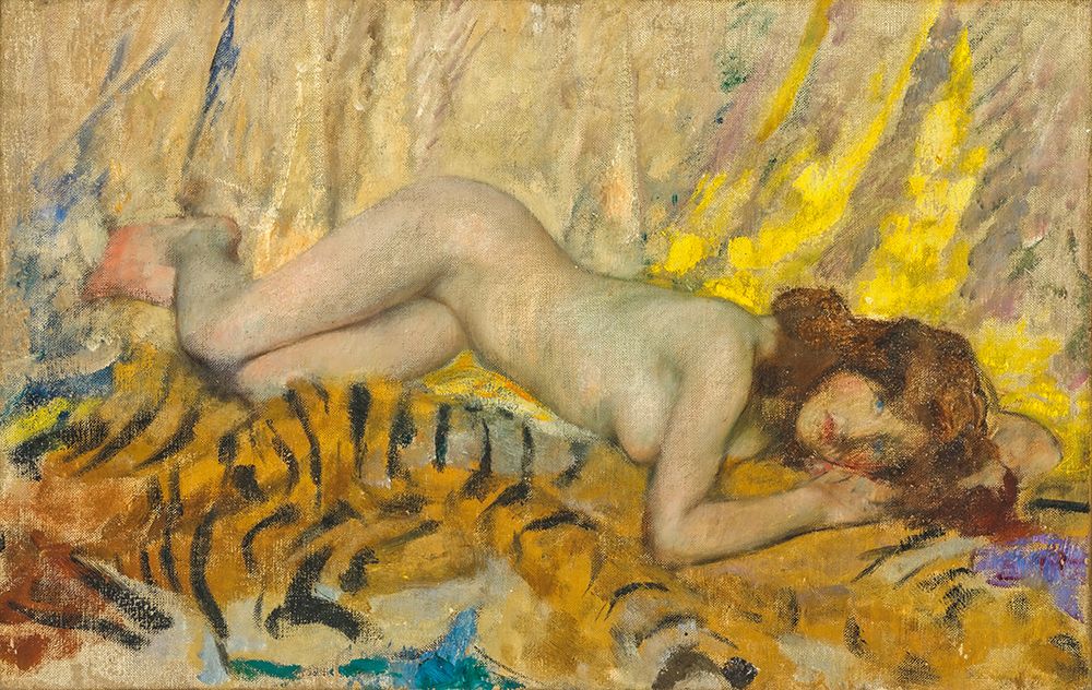 Nude on a Tiger Skin art print by James Jebusa Shannon for $57.95 CAD