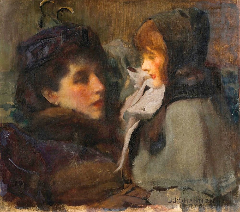 The Artists Wife And Daughter art print by James Jebusa Shannon for $57.95 CAD